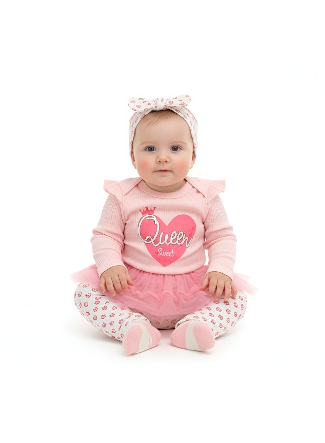 Bambimici -  Baby Girl 4-Piece Tutu Queen Sweet Set - Pink - Image 3