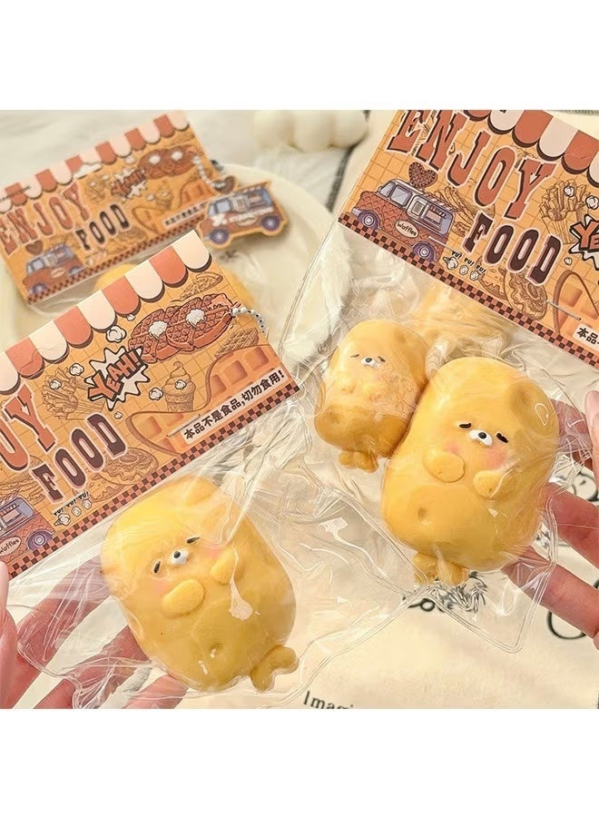 2 pcs Potato Seal Squishy Toys, Novelty Decompress Toys, Stress Ball TPE Sensory Toys for Relieving Fidget Rising, Opp Packaging Gift (Yellow) - Image 4