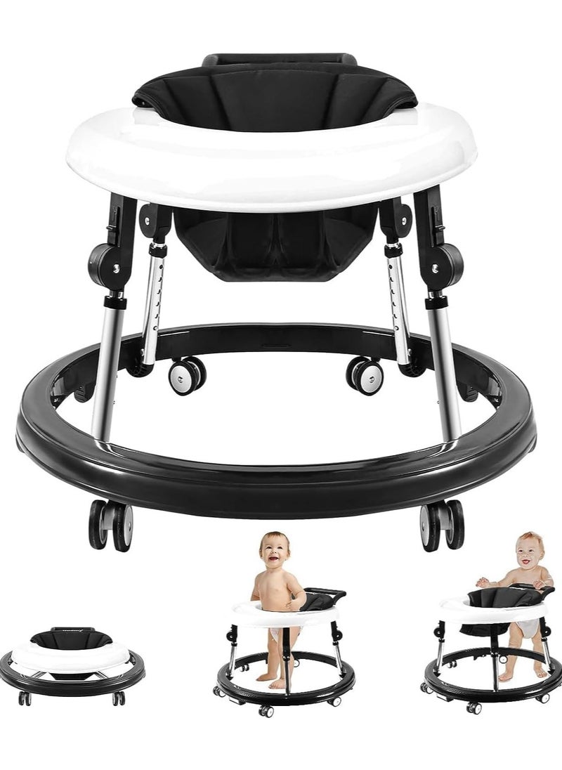 TOMSHOO - Baby Walker, Foldable 9-Gear Height Adjustable Baby Walker with Wheels,Infant Toddler Walker with Foot Pads,Anti-Fall Baby Walkers and Activity Center Bouncer Combo for Boys and Girls 6-24 Months - Image 1