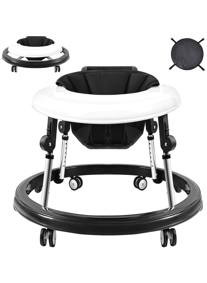 TOMSHOO - Baby Walker, Foldable 9-Gear Height Adjustable Baby Walker with Wheels,Infant Toddler Walker with Foot Pads,Anti-Fall Baby Walkers and Activity Center Bouncer Combo for Boys and Girls 6-24 Months - Image 1