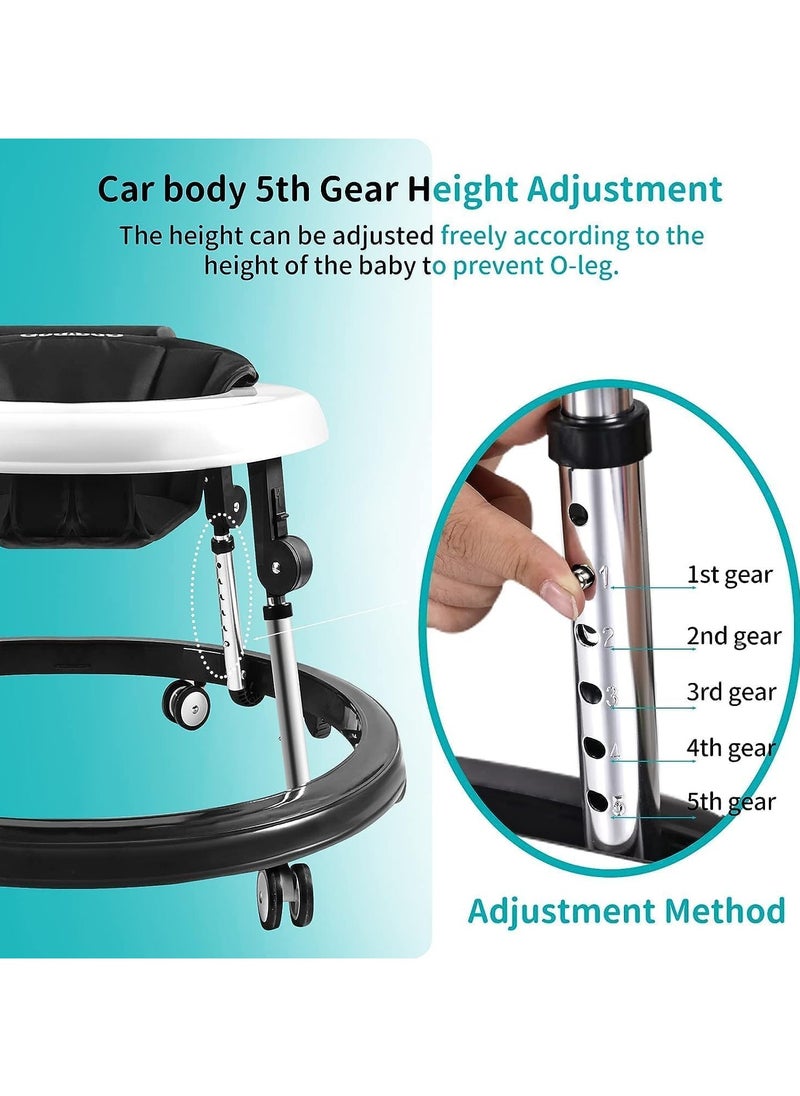 TOMSHOO - Baby Walker, Foldable 9-Gear Height Adjustable Baby Walker with Wheels,Infant Toddler Walker with Foot Pads,Anti-Fall Baby Walkers and Activity Center Bouncer Combo for Boys and Girls 6-24 Months - Image 1