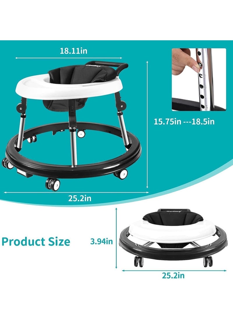 TOMSHOO - Baby Walker, Foldable 9-Gear Height Adjustable Baby Walker with Wheels,Infant Toddler Walker with Foot Pads,Anti-Fall Baby Walkers and Activity Center Bouncer Combo for Boys and Girls 6-24 Months - Image 1