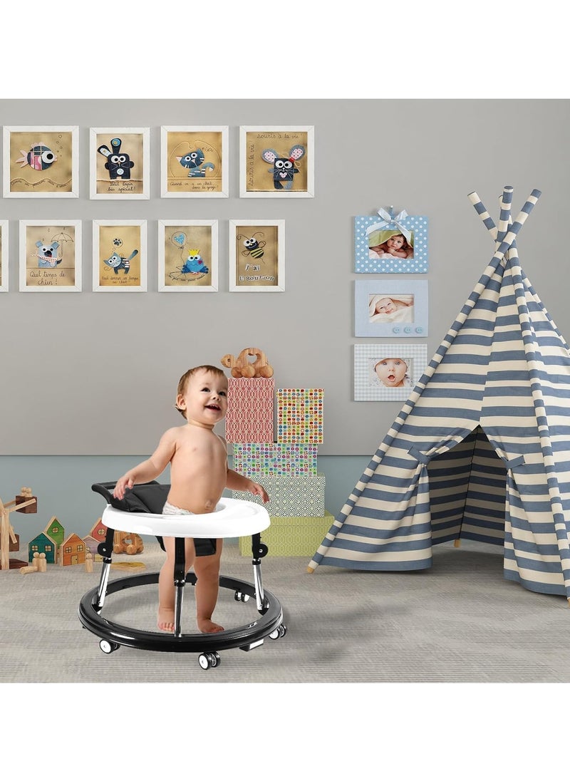 TOMSHOO - Baby Walker, Foldable 9-Gear Height Adjustable Baby Walker with Wheels,Infant Toddler Walker with Foot Pads,Anti-Fall Baby Walkers and Activity Center Bouncer Combo for Boys and Girls 6-24 Months - Image 1