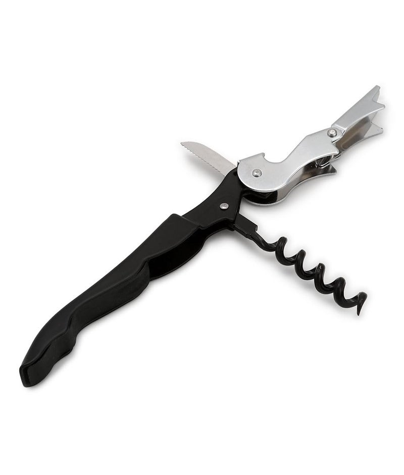 Dynore Stainless Steel Wine Cork Screw Sommelier Knife Style W/Bottle Opener, Black, Medium (DS_1229) - Image 4