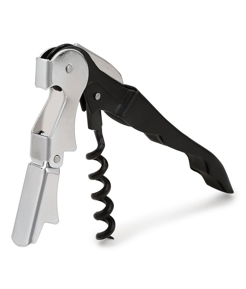 Dynore Stainless Steel Wine Cork Screw Sommelier Knife Style W/Bottle Opener, Black, Medium (DS_1229) - Image 1