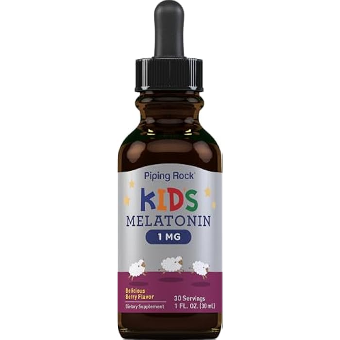 Piping Rock Kids Melatonin Liquid 1 fl oz | 1mg | Pack of 3 Bottles | Berry Flavor Drops | Non-GMO, Gluten Free Supplement - Image 3