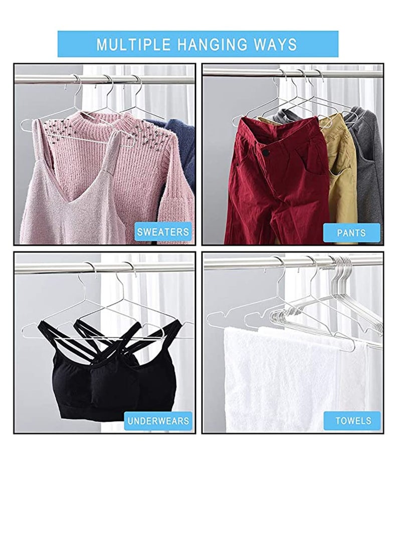 Zikra Coat Hangers Clothes 10 Pack Wire Hangers Heavy Duty Stainless Steel Hangers with Non Slip Grooves, Shirt, Clothes Ultra Thin Metal Hangers Space Saving Clothing Hanger 16.5 Inch - Image 3