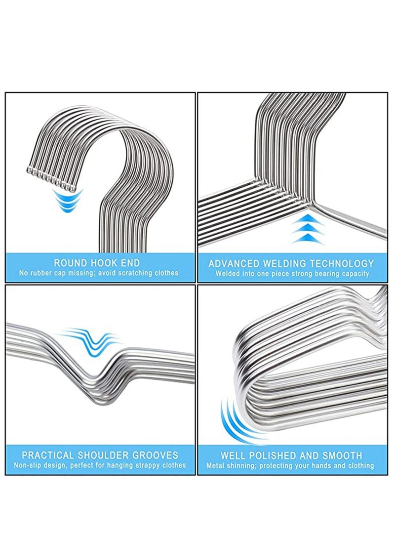 Zikra Coat Hangers Clothes 10 Pack Wire Hangers Heavy Duty Stainless Steel Hangers with Non Slip Grooves, Shirt, Clothes Ultra Thin Metal Hangers Space Saving Clothing Hanger 16.5 Inch - Image 5