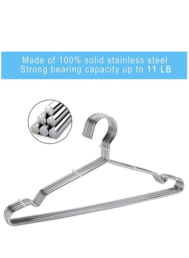 Zikra Coat Hangers Clothes 10 Pack Wire Hangers Heavy Duty Stainless Steel Hangers with Non Slip Grooves, Shirt, Clothes Ultra Thin Metal Hangers Space Saving Clothing Hanger 16.5 Inch - Image 2