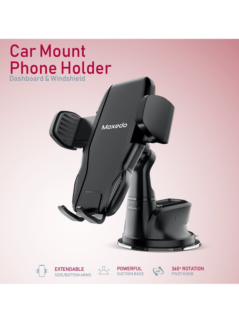 Moxedo Magnetic Car Mount Phone Holder Dashboard/ Windshield Suction Base Adjustable 360 Degree Rotation Compatible for iPhone 13/12/12 Pro/12 Pro Max/11Pro, Samsung Galaxy S20/S10+