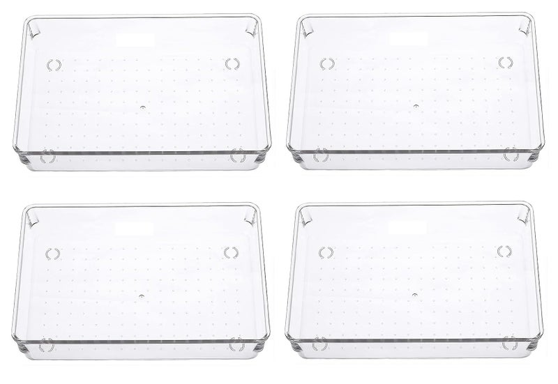 SKYFUN (LABEL) 8 Pack Large Clear Acrylic Drawer Organizer Set, Bathroom Vanity Trays Dividers, Non Slip Storage for Makeup, Jewelry, Snacks, Office, Desk, Fridge (8 Set) - Image 5