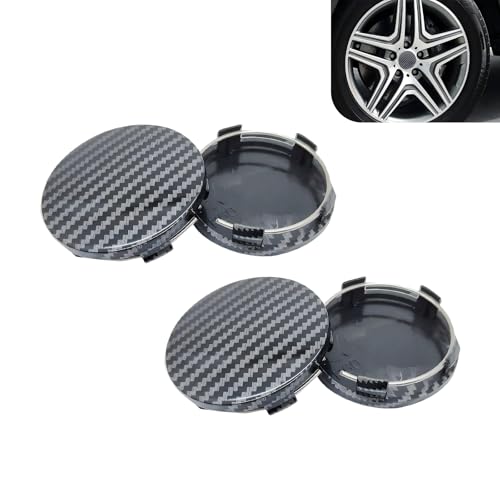 Tesnaao 4 PCS Car Wheel Hub Center Cap 236 x 22 Wheel Hub Modification Decoration Durable Snapin AntiFalling Fastening Installation Accessories Universal for Most Cars Carbon Fiber Black - Image 1