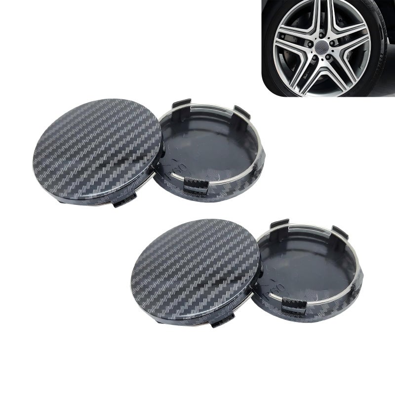 Tesnaao 4 PCS Car Wheel Hub Center Cap 236 x 22 Wheel Hub Modification Decoration Durable Snapin AntiFalling Fastening Installation Accessories Universal for Most Cars Carbon Fiber Black - Image 3