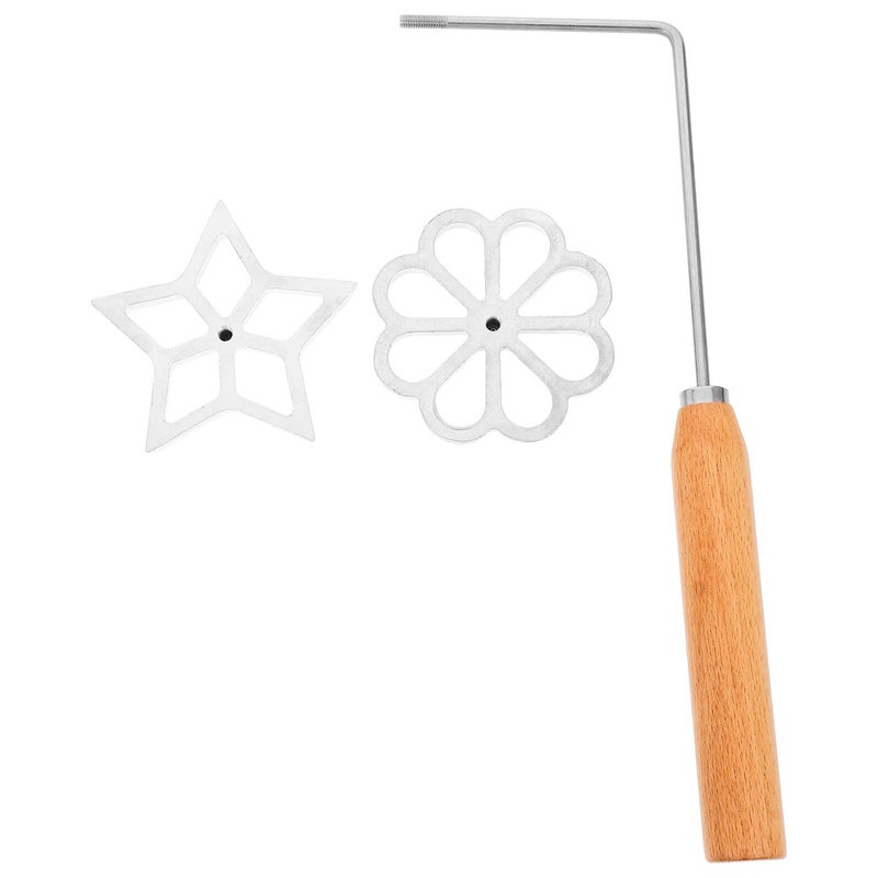 Non-Stick Frying Mold Set 3Pcs Wooden Handle Hollow Flower Star Shapes DIY Fried Snack Tool - Image 2