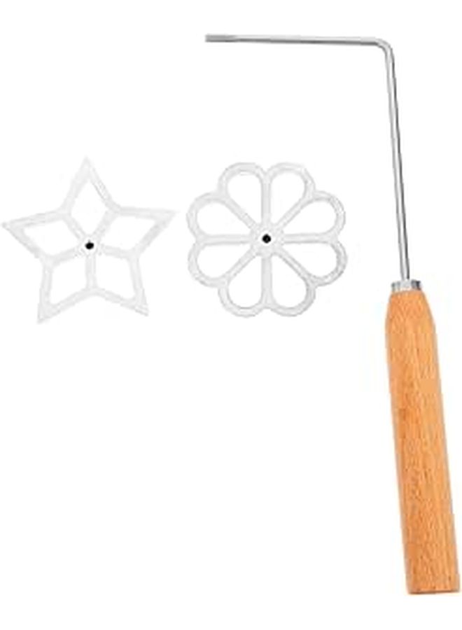 Non-Stick Frying Mold Set 3Pcs Wooden Handle Hollow Flower Star Shapes DIY Fried Snack Tool - Image 1