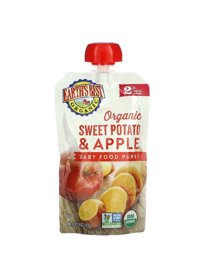 EARTHS BEST Earth's Best, Organic Baby Food Puree, 6+ Months, Sweet Potato & Apple, 4 oz (113 g) - Image 1