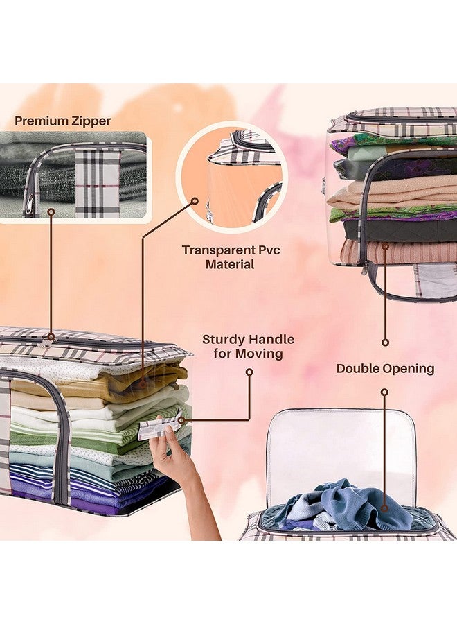 JD FRESH JD FRESH 6 Piece Transparent Storage Organizer for Clothes/Easy Accessible Zip Covers for Wardrobe Cloth/Organizer Bag for Sarees/Quilt/Blankets/Shirts/Jeans/Toys/T-shirts/Books/Sweater(52 Litre) - Image 3