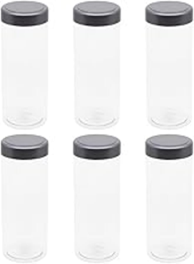 8 Pieces Display Clear White Plastic Jar 560 ml - 7 Ct Diameter - Silver Tone Plate Prominent and Medicine - High Quality Healthy Plastic Empty Refills Jar Storage Jar, by Funi(Silver Lid Raised Line)