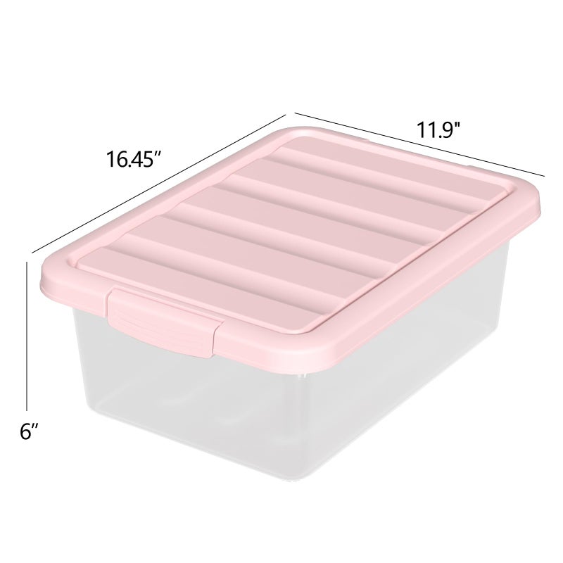 Buyitt 14 Quart Basic Clear Storage Box with Pink Lid (Pack of 2) - Image 2