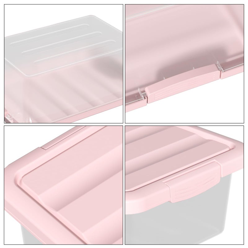 Buyitt 14 Quart Basic Clear Storage Box with Pink Lid (Pack of 2) - Image 3