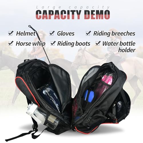 Goloni Large capacity equestrian horse riding gear horseback riding bag grooming tote bag equestrian backpack with helmet holder ringside equipment casual daypack backpacks - Image 4