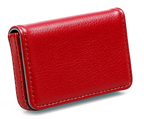 AI-DEE RFID Blocking Wallet - Minimalist Leather Business Credit Card Holder with Magnetic - Red - Image 3
