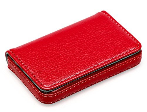 AI-DEE RFID Blocking Wallet - Minimalist Leather Business Credit Card Holder with Magnetic - Red - Image 5