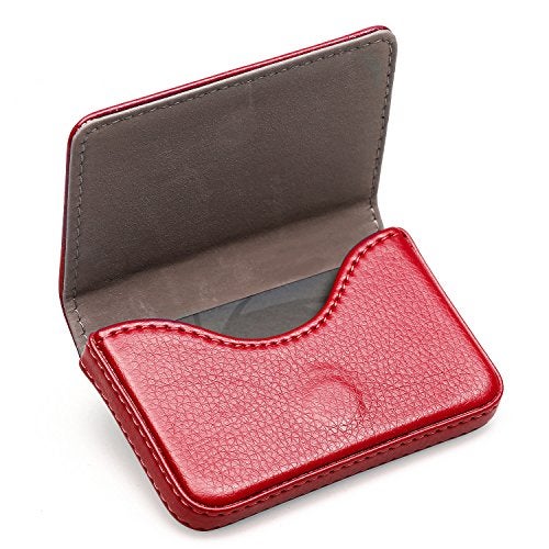 AI-DEE RFID Blocking Wallet - Minimalist Leather Business Credit Card Holder with Magnetic - Red - Image 2