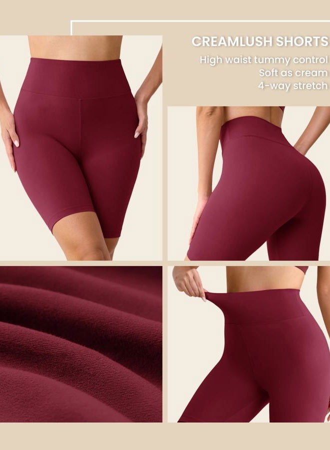 VALANDY Biker Shorts for Women High Waisted Workout Shorts for Women Yoga Pants 8" Soft Opaque, 3 Packs-black/Dark Grey/Burgundy, S-M - Image 4