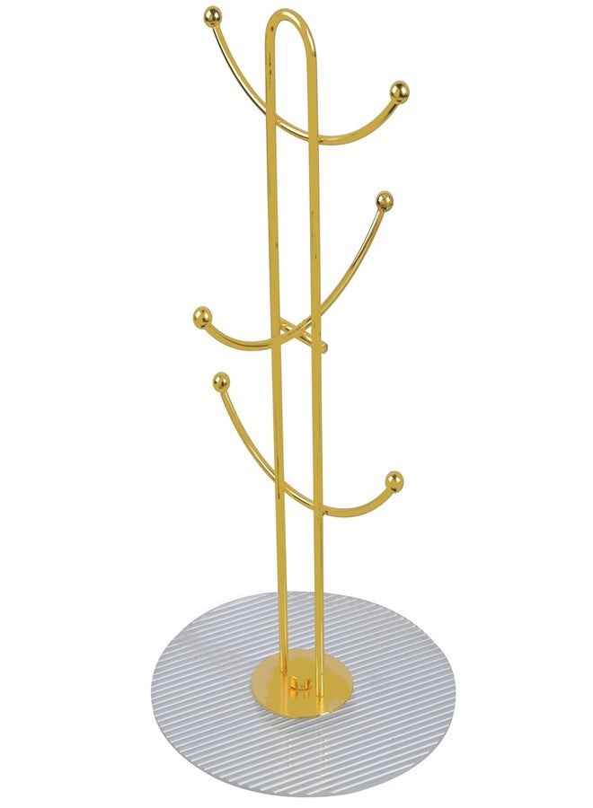 Kiwilon Golden Metal Cup Stand for 6 Cups I Metallic Cup Holder Rack with Acrylic Base - Image 1