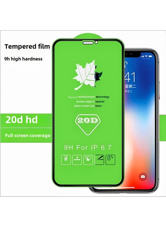 Iphone16e Full Screen Tempered Film 20d Apple 15 Mobile Phone Film 13promax HD Film For 8plus-Color:20D Cold Carving-black (with Pull Package)-Size:iPhoneXSmax