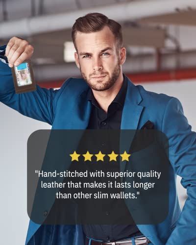 Access Denied Slim Minimalist Wallets For Men & Women - Leather Front Pocket Thin Mens Wallet RFID Credit Card Holder Gifts For Men - Image 5