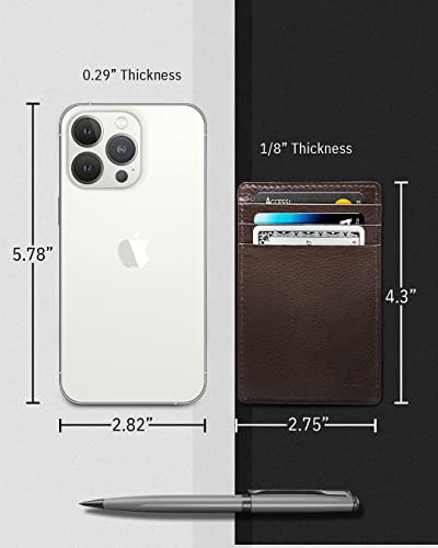Access Denied Slim Minimalist Wallets For Men & Women - Leather Front Pocket Thin Mens Wallet RFID Credit Card Holder Gifts For Men - Image 4