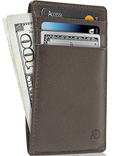 Access Denied Slim Minimalist Wallets For Men & Women - Leather Front Pocket Thin Mens Wallet RFID Credit Card Holder Gifts For Men - Image 1