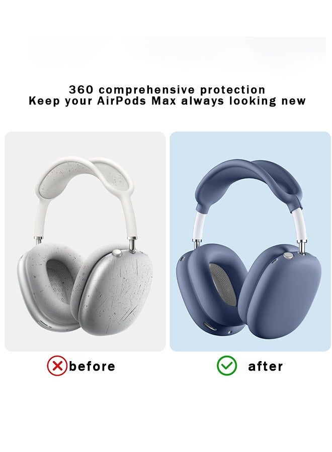 Suitable For Apple Airpods Max Headphone Protective Case,Headphone Case,Silicone Protective Case,Three In One Earphone Case,Scratch Resistant Ear Protective Case,Blue