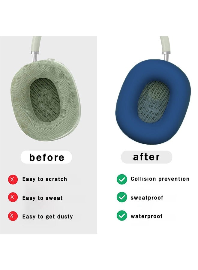Suitable For Apple Airpods Max Headphone Protective Case,Headphone Case,Silicone Protective Case,Three In One Earphone Case,Scratch Resistant Ear Protective Case,Blue