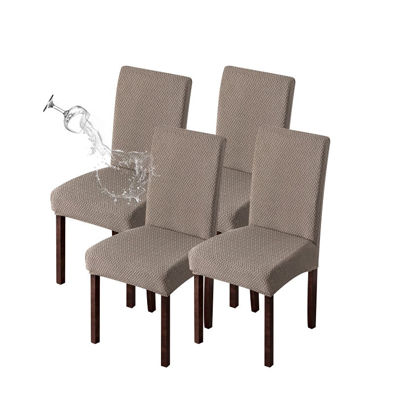 Genina Waterproof Chair Covers for Dining Room Set of 4 Kitchen Chair covers Parson Dining Chair SlipcoverTaupe