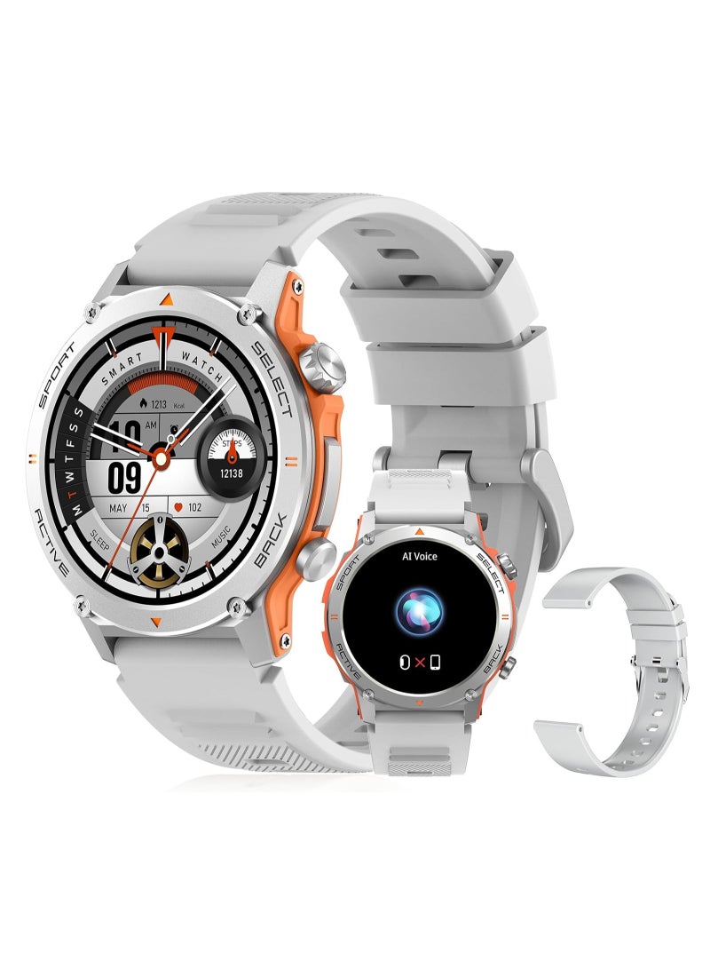 PEJE PEJE ZW13-AMD Smartwatch - 1.43" AMOLED,Smart Watches for Men,Muslim Prayer Alerts,SpO2/Heart Rate/Sleep Monitor,120+ Sports Modes,IP68 Waterproof,Bluetooth Calls + Extra Strap, iOS/Android.(Silver) - Image 1