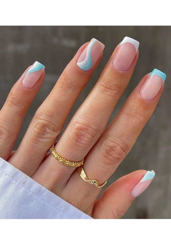 مجموعة أظافر صناعية من الأكريليك قابلة لإعادة الاستخدام مكونة من 24 قطعة، تتضمن شريطًا مزدوجًا وغراء