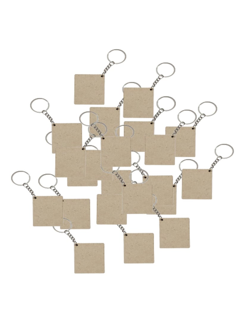 Maitri Maitri 30 Pcs Rectangle Shape Key Chains with Ring 50 x 50 mm Mandala Art MDF Board MDF Cutouts for Art and Craft It is Suitable for All Type of Craft and Painting Activities 