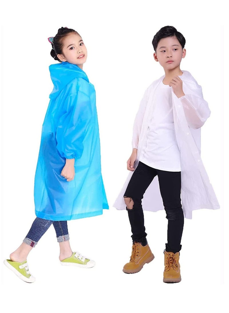 SOLARAE Kids Waterproof Rain Coat, EVA Portable Rain Poncho, for Girls Boys Toddler Rainwear Rain Jacket Cape - Image 1