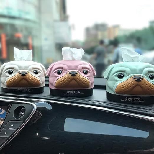 RAHAS Cute Cartoon ABS Dog -Shaped Paper Tissue Box Dispenser Case Napkin Holder Home Office Decoration Car Accessory - (Pack of 1) - Image 3