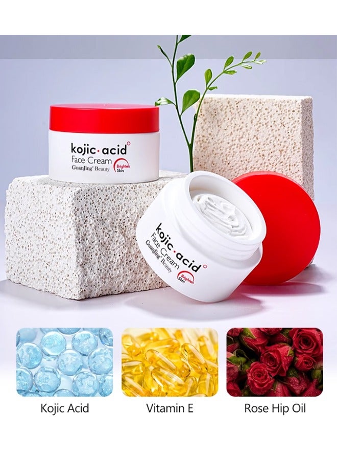 GUANJING Kojic Acid Face Cream 50g, Brighten Face Cream, Brighten The Face and Soften The Skin,Deep Nourishment, Anti-Wrinkle Firming, Repair Skin Barrier, Suitable for All Skin Types - Image 2