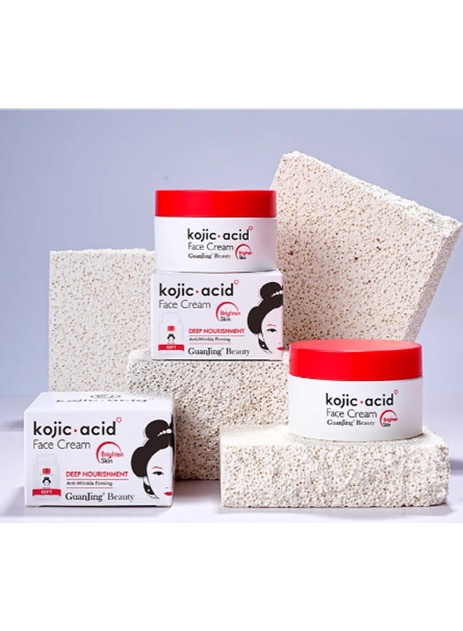 GUANJING Kojic Acid Face Cream 50g, Brighten Face Cream, Brighten The Face and Soften The Skin,Deep Nourishment, Anti-Wrinkle Firming, Repair Skin Barrier, Suitable for All Skin Types - Image 4