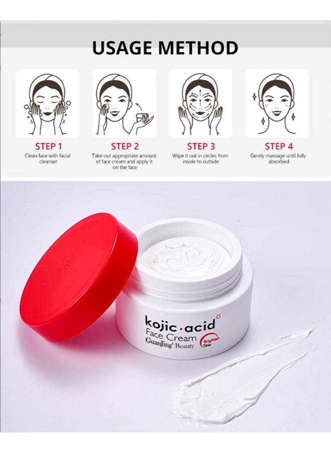 GUANJING Kojic Acid Face Cream 50g, Brighten Face Cream, Brighten The Face and Soften The Skin,Deep Nourishment, Anti-Wrinkle Firming, Repair Skin Barrier, Suitable for All Skin Types - Image 5