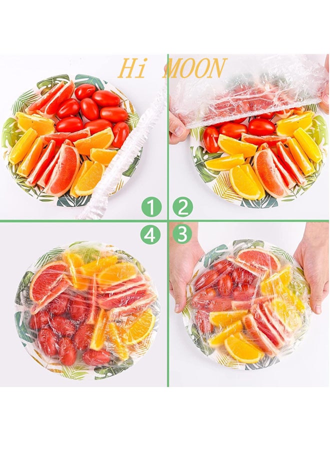 Hi Moon 100 Pieces Fresh Keeping Bags, Elastic Food Storage Covers, Stretchable Sealing PE Bowl Covers with Elastic Edging, for Kitchen, Family Outdoor Picnic (Transparent)  - Image 3