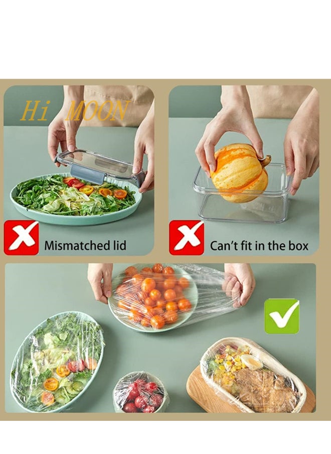 Hi Moon 100 Pieces Fresh Keeping Bags, Elastic Food Storage Covers, Stretchable Sealing PE Bowl Covers with Elastic Edging, for Kitchen, Family Outdoor Picnic (Transparent)  - Image 5
