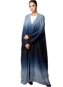 MSquare Fashion Front Open Blue Double Shades Chiffon Abaya with Glitter and Matching Sheila 