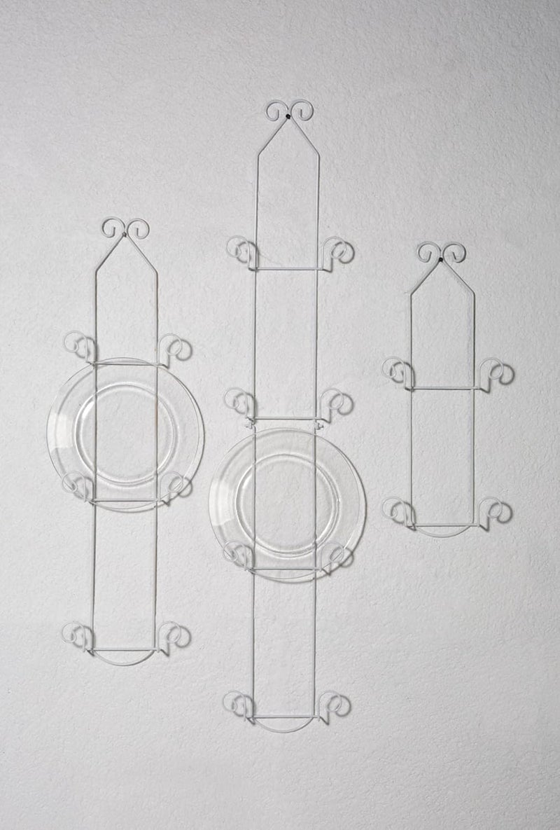 4 Tier Vertical White Plate Rack for Collectible Plates, Plaques, Dishes, & China