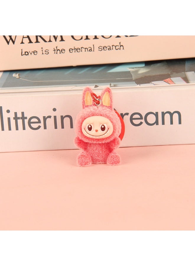 NIBEMINENT Creative Flocking LABUBU Keychain Pendants, Cute Resin Accessory Figurines And Gifts 